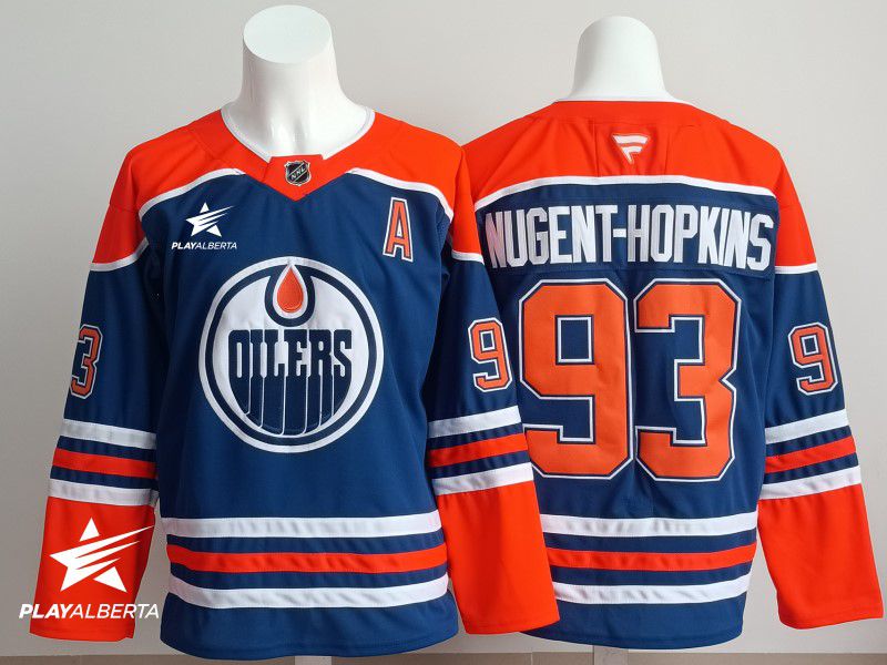 Men 2025 Edmonton Oilers #93 Nugent-Hopkins Blue Fanatics Home Premium NHL Jersey style 2->edmonton oilers->NHL Jersey